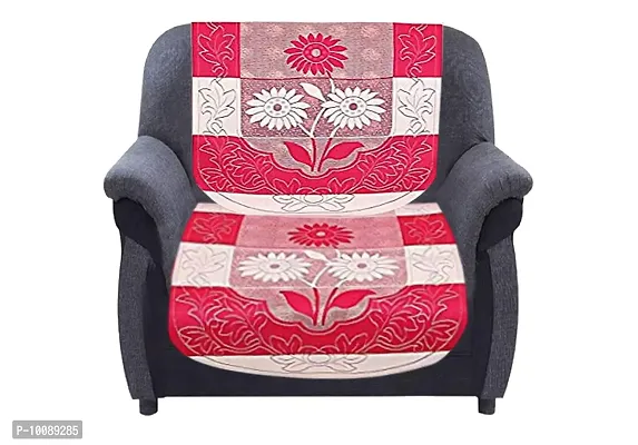 Dakshya Industries Floral Design 6 Piece Cotton Sofa Cover Set (Pink)-thumb3