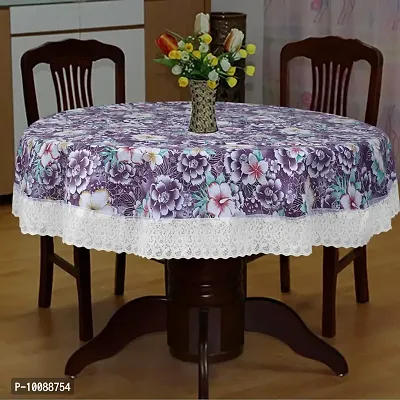 Dakshya Industries Printed PVC Plastic Flowered 4 Seater Round Shape Table Cover (Size- 60 Inches Round)