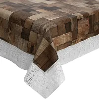 Dakshya Industries PVC Checked Brown Anti-Slip Dining Table Cover 6 Seater || 60x90 Inches-thumb1