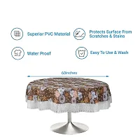 Dakshya Industries Printed PVC Plastic Flowered 4 Seater Round Shape Table Cover (Size- 60 Inches Round)-thumb3