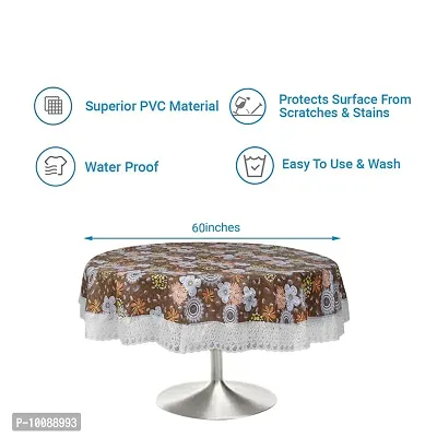 Dakshya Industries Printed PVC Plastic Flowered 4 Seater Round Shape Table Cover (Size- 60 Inches Round)-thumb4