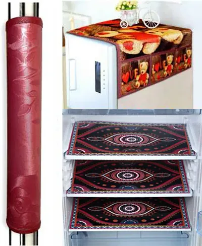 Fridge Top Cover, Handle Cover and Mats Combo