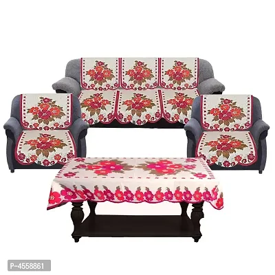 Forever Groovy Cotton Floral 5 Seater Sofa Cover With Table Cover