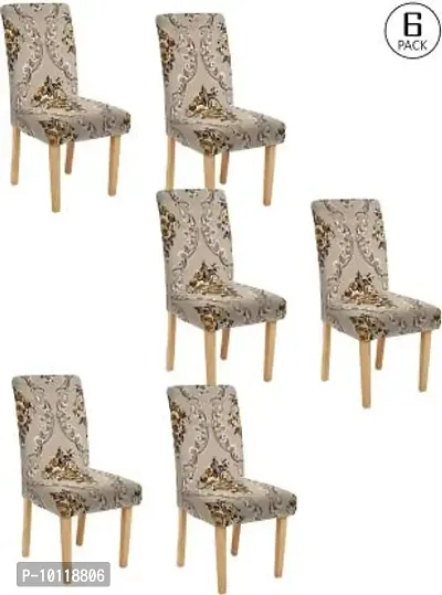Castle Decor (Pack of 6) Elastic Stretchable Printed Dining Chair Cover-thumb0