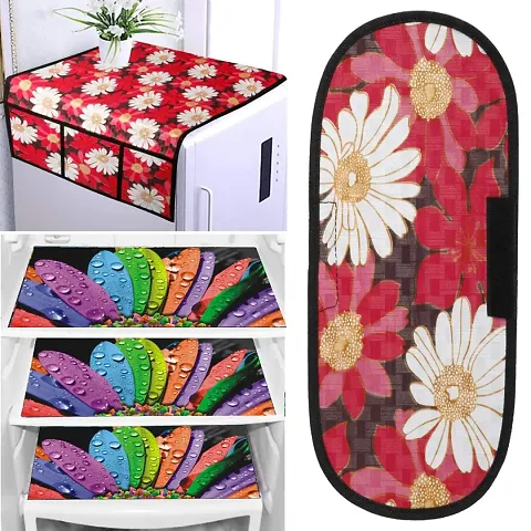 Combo- Fridge Top Cover, Handle Cover and 3 Fridge Mats