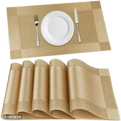 Castle Decor ( Pack of 6 ) PVC Golden Dining Table Placemats - 45 X 30 CM