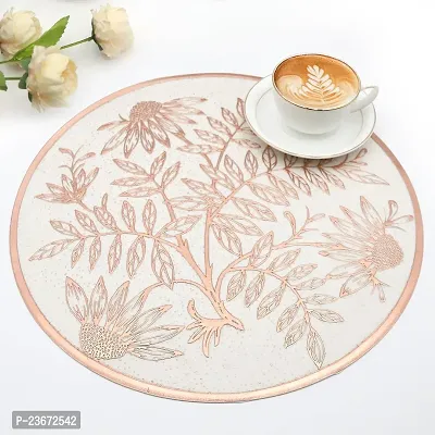 Classic Pack of 6 Round Table Placemat,Pressed Vinyl Place Mats Easy to Clean Waterproof Dining Table Plate Mat for Kitchen Hotels Business Occasions Indoor Outdoor ( Copper )