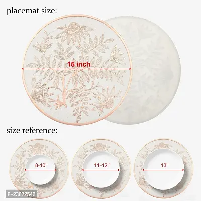 Classic Pack of 6 Round Table Placemat,Pressed Vinyl Place Mats Easy to Clean Waterproof Dining Table Plate Mat for Kitchen Hotels Business Occasions Indoor Outdoor ( Copper )-thumb5