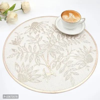 Classic Set of 6 Round Table Placemat, Pressed Vinyl Place Mats Easy to Clean Waterproof Dining Table Plate Mat for Kitchen Hotels Business Occasions Indoor Outdoor ( Gold )-thumb4