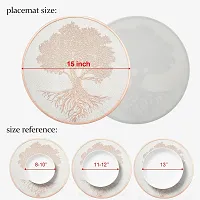 Classic Pack of 6 Round Table Placemat, Tree Design Pressed Vinyl Place Mats Easy to Clean Waterproof Dining Table Plate Mat for Kitchen Hotels Business Occasions ( Copper )-thumb1