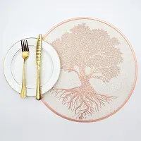 Classic Pack of 6 Round Table Placemat, Tree Design Pressed Vinyl Place Mats Easy to Clean Waterproof Dining Table Plate Mat for Kitchen Hotels Business Occasions ( Copper )-thumb4