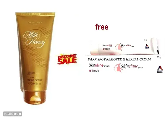 Oriflame Sweden MILK  HONEY GOLD Smoothing Sugar Scrub 200 ml. + skin shine face cream 15g