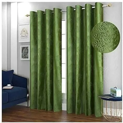 Mohit Textile 2 Piece Fancy Plain Crush Polyetser with Patch Tree Design Eyelet Window/Door Curtain