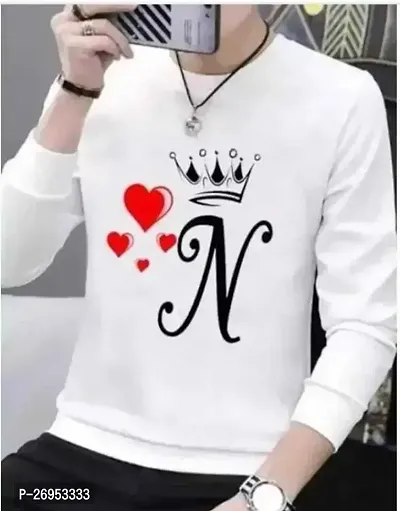 Comfortable White Polyester Printed Round Neck Tees For Men-thumb0