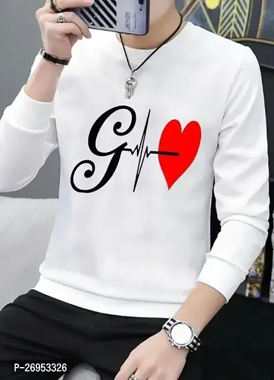 Comfortable White Polyester Printed Round Neck Tees For Men-thumb0