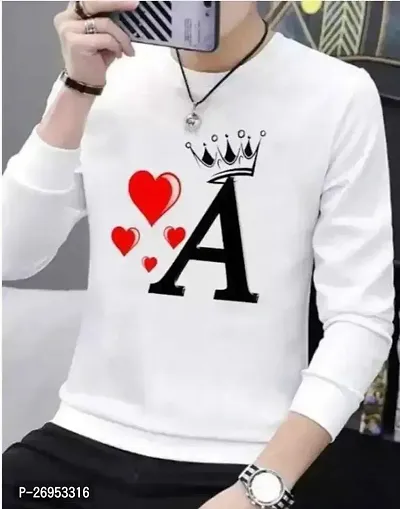 Comfortable White Polyester Printed Round Neck Tees For Men-thumb0