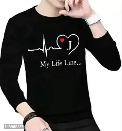 Comfortable Black Polyester Printed Round Neck Tees For Men-thumb0