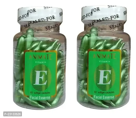 BEST SELLER Animate Vitamin E 60 Soft Gel Capsules Facial Essense Multi colour Combo Pack of 2-thumb0