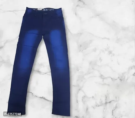 Elegant Blue Denim Solid Jeans For Men-thumb0
