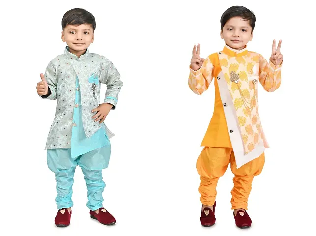 Stylish Blend Kurta Sets For Boys Pack Of 2