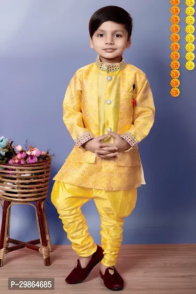 ComfortableBeige Cotton Blend Kurta Sets For Boys-thumb0