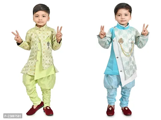 Stylish Cotton Blend Kurta Sets For Boys Pack Of 2-thumb0