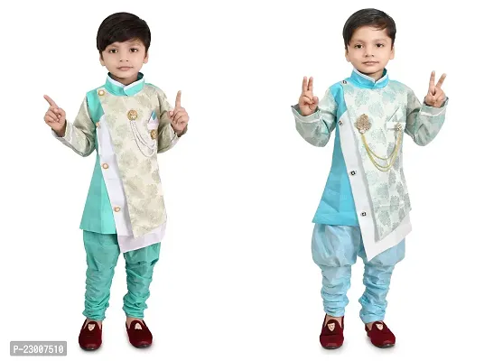 Stylish Cotton Blend Kurta Sets For Boys Pack Of 2