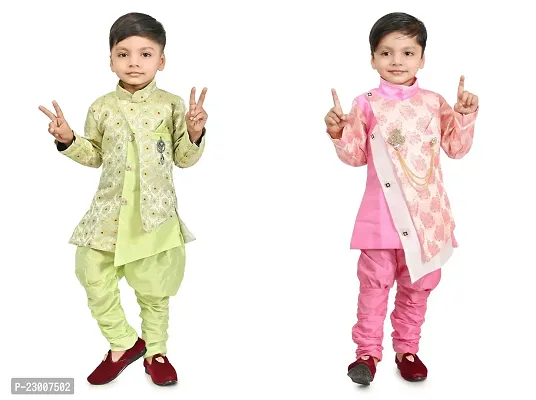 Stylish Cotton Blend Kurta Sets For Boys Pack Of 2-thumb0