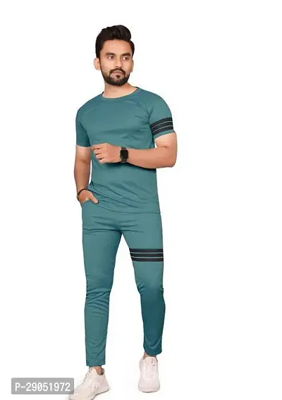 Fabulous Green Polyester Solid Tracksuit For Men-thumb0