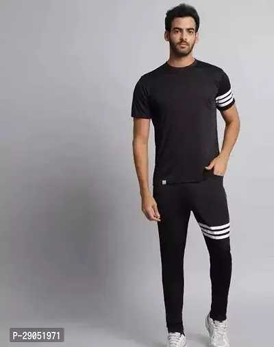 Fabulous Black Polyester Solid Tracksuit For Men-thumb0