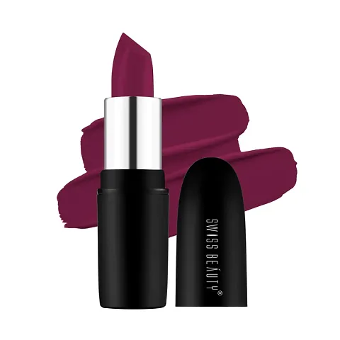 Swiss Beauty Pure Matte Lipstick | Long Lasting, Hydrating & Lightweight Lipstick | Burgundy, 3.8gm|