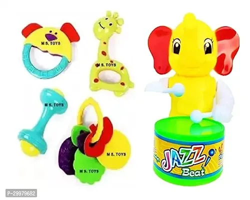 PRV Toys Musical Drummer Dancing Sound Toy for Lovely Colourful Musical Rattle Toys with New-Born Rattle Rattle (ELE for 4 Rattle Toys)-thumb0