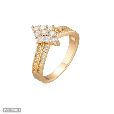 Rhombic Cubic Zircon Rose Gold plating Diamond Ring for Girl And Women