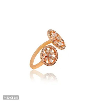 Cubic Zircon Rose Gold-Plated Adjustable Diamond Ring for Girl And Women