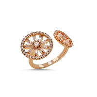 Cubic Zircon Rose Gold-Plated Adjustable Diamond Ring for Girl And Women-thumb1