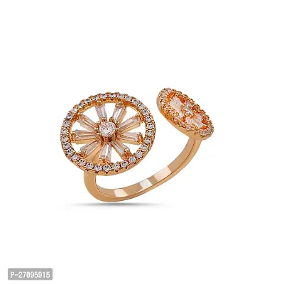 Cubic Zircon Rose Gold-Plated Adjustable Diamond Ring for Girl And Women-thumb2