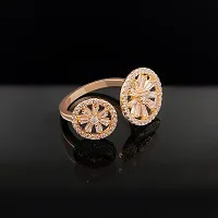 Cubic Zircon Rose Gold-Plated Adjustable Diamond Ring for Girl And Women-thumb3