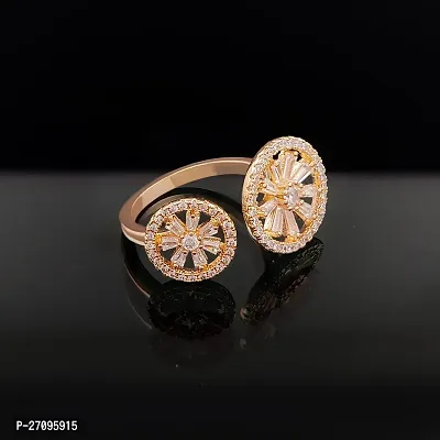 Cubic Zircon Rose Gold-Plated Adjustable Diamond Ring for Girl And Women-thumb4