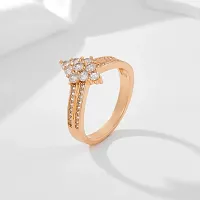 Rhombic Cubic Zircon Rose Gold plating Diamond Ring for Girl And Women-thumb3