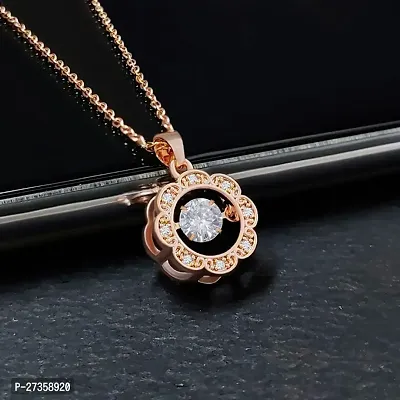 Floral Diamond Stainless Steel Pendant for Women and Girls-thumb0