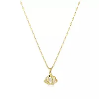Saiizen gold plated Floral Pendant locket with stainless steel link chain-thumb1