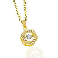 Gold plated Floral Diamond Stainless Steel Pendant for Women and Girls-thumb2
