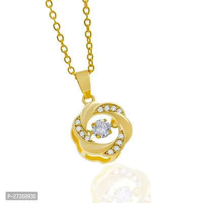 Gold plated Floral Diamond Stainless Steel Pendant for Women and Girls-thumb3