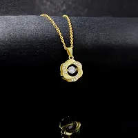 Gold plated Floral Diamond Stainless Steel Pendant for Women and Girls-thumb4