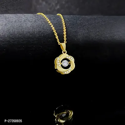 Gold plated Floral Diamond Stainless Steel Pendant for Women and Girls-thumb5