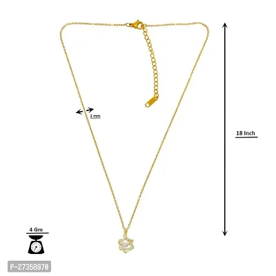 Gold Plated Stainless Steel  AD Star Pendant Necklace for Women and Girls-thumb2