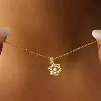 Gold Plated Stainless Steel  AD Star Pendant Necklace for Women and Girls-thumb3