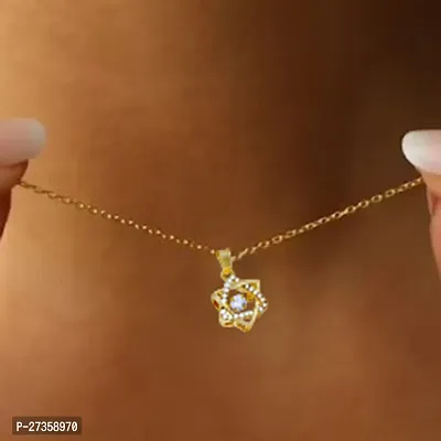 Gold Plated Stainless Steel  AD Star Pendant Necklace for Women and Girls-thumb4