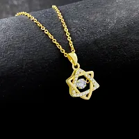 Gold Plated Stainless Steel  AD Star Pendant Necklace for Women and Girls-thumb4