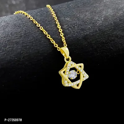 Gold Plated Stainless Steel  AD Star Pendant Necklace for Women and Girls-thumb5